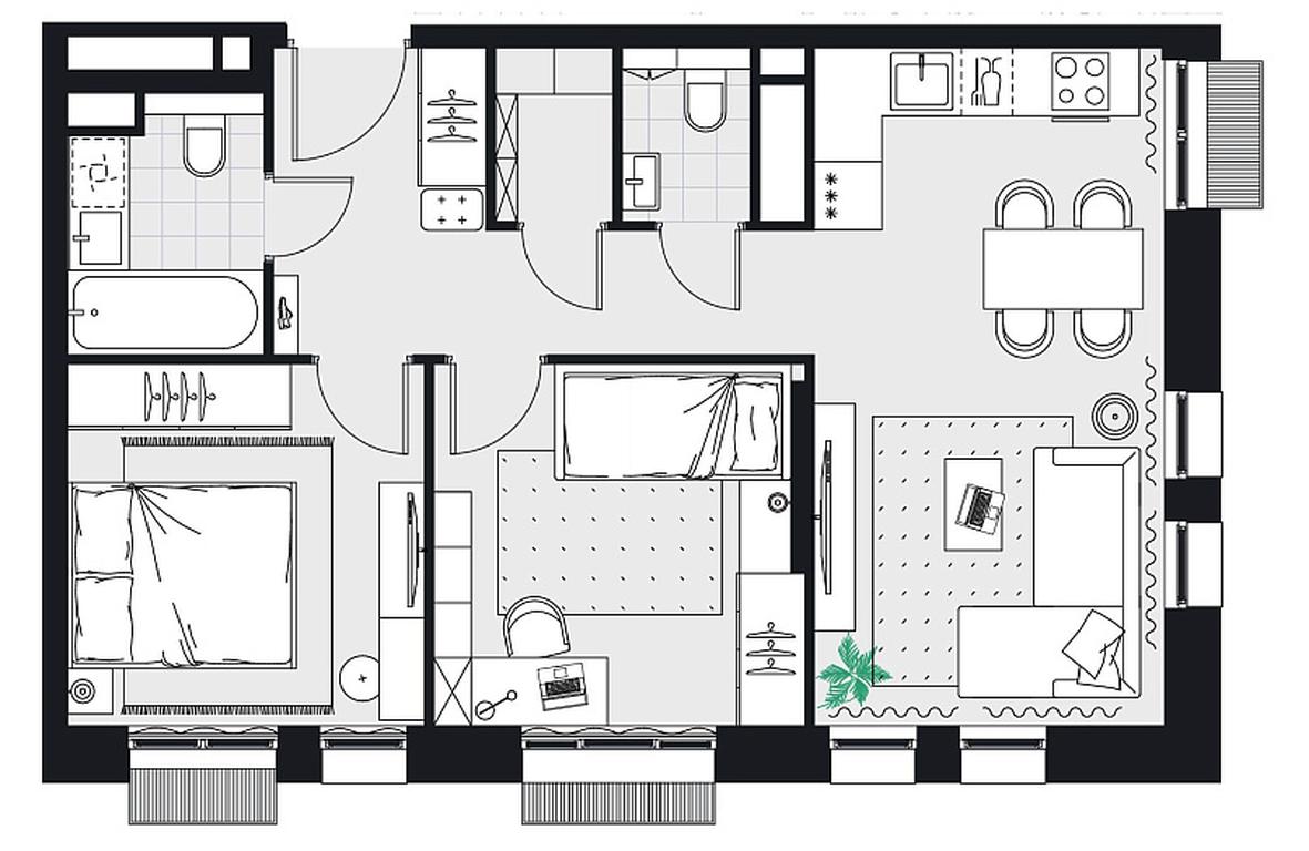 2-BD Apartment Sale, 54.5 sq. m. at Kvartal na Vode, Shosseynaya Street, 90с42, Moscow, Russia #1 2-BD Apartment Sale, 54.5 sq. m. at Kvartal na Vode, Shosseynaya Street, 90с42, Moscow, Russia #1