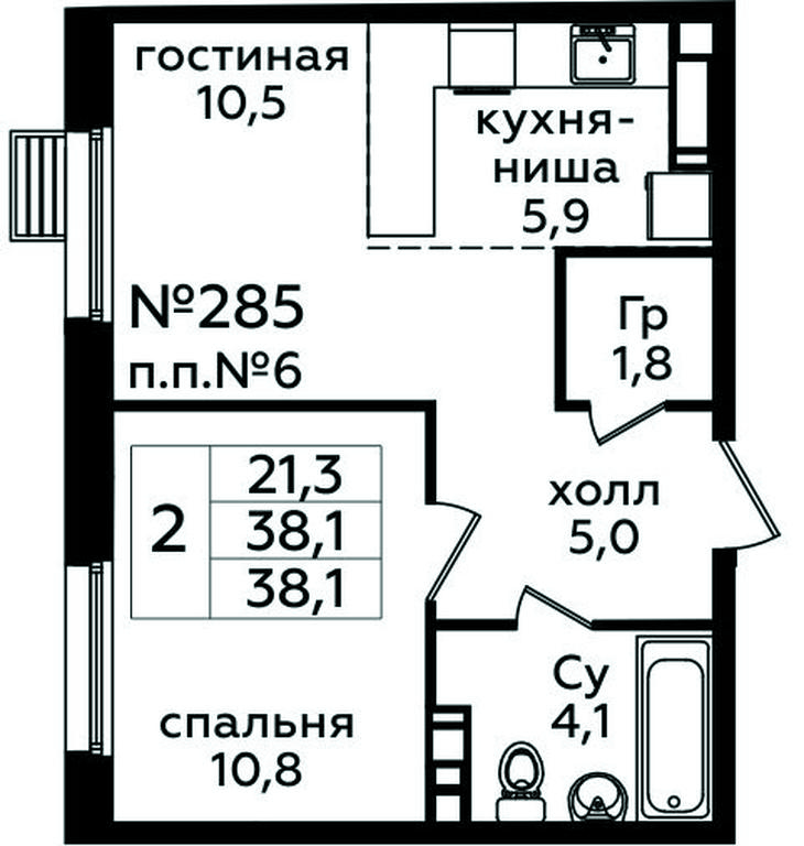 1-BD Apartment Sale, 38.1 sq. m. at Eko Bunino, prospekt Kuprina, 34к1, Sosenskoye Settlement, Moscow, Russia #2 1-BD Apartment Sale, 38.1 sq. m. at Eko Bunino, prospekt Kuprina, 34к1, Sosenskoye Settlement, Moscow, Russia #2
