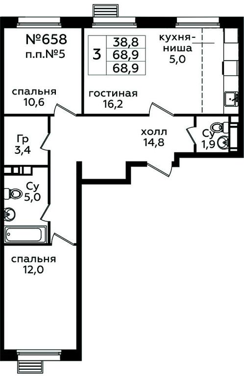 2-BD Apartment Sale, 68.9 sq. m. at Eko Bunino, prospekt Kuprina, 34к1, Sosenskoye Settlement, Moscow, Russia #2 2-BD Apartment Sale, 68.9 sq. m. at Eko Bunino, prospekt Kuprina, 34к1, Sosenskoye Settlement, Moscow, Russia #2