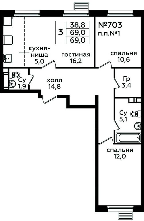 2-BD Apartment Sale, 69平方米 at Eko Bunino, prospekt Kuprina, 34к1, Sosenskoye Settlement, Moscow, Russia #2 2-BD Apartment Sale, 69平方米 at Eko Bunino, prospekt Kuprina, 34к1, Sosenskoye Settlement, Moscow, Russia #2