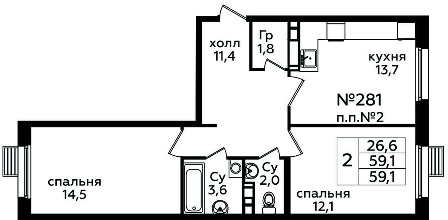 1-BD Apartment Sale, 59.1 sq. m. at Eko Bunino, prospekt Kuprina, 34к1, Sosenskoye Settlement, Moscow, Russia #2 1-BD Apartment Sale, 59.1 sq. m. at Eko Bunino, prospekt Kuprina, 34к1, Sosenskoye Settlement, Moscow, Russia #2