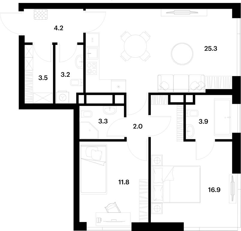 1-BD Apartment Sale, 74.1平方米 at Alia, Lyotnaya Street, 95Бк2, Moscow, Russia #1 1-BD Apartment Sale, 74.1平方米 at Alia, Lyotnaya Street, 95Бк2, Moscow, Russia #1