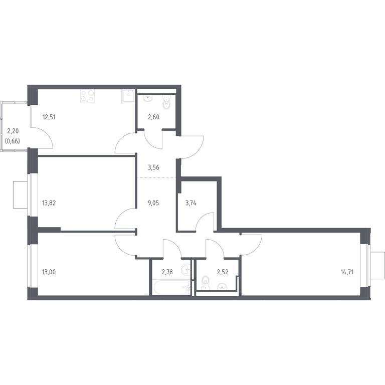 2-BD Apartment Sale, 78.95 sq. m. at Bogdanovskiy Les, derevnya Bogdanikha, Leninskiy City District, Moscow Region, Russia #1 2-BD Apartment Sale, 78.95 sq. m. at Bogdanovskiy Les, derevnya Bogdanikha, Leninskiy City District, Moscow Region, Russia #1