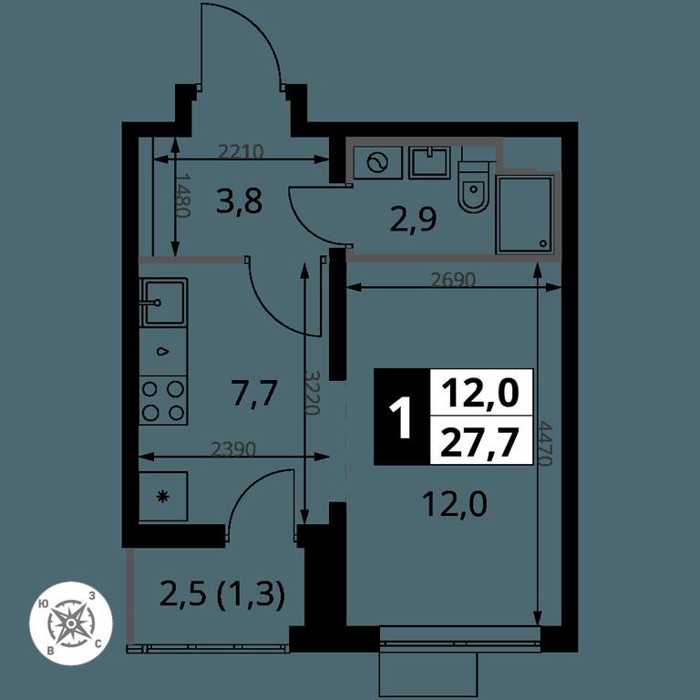 1-BD Apartment Sale, 27.7 sq. m. at Yzhnaya Bitsa, Yuzhnaya Bitsa Residential Complex, posyolok Bittsa, Leninskiy City District, Moscow Region, Russia #2