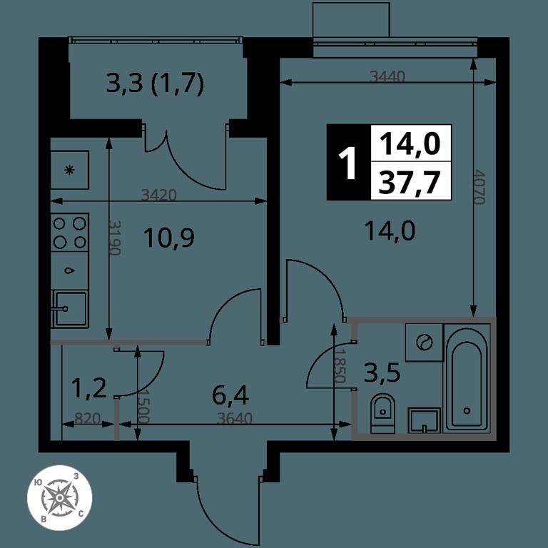 1-BD Apartment Sale, 37.7平方米 at Yzhnaya Bitsa, Yuzhnaya Bitsa Residential Complex, posyolok Bittsa, Leninskiy City District, Moscow Region, Russia #2 1-BD Apartment Sale, 37.7平方米 at Yzhnaya Bitsa, Yuzhnaya Bitsa Residential Complex, posyolok Bittsa, Leninskiy City District, Moscow Region, Russia #2