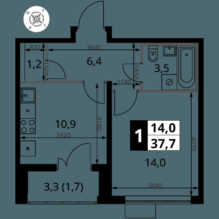1-BD Apartment Sale, 37.7 sq. m. at Yzhnaya Bitsa, Yuzhnaya Bitsa Residential Complex, posyolok Bittsa, Leninskiy City District, Moscow Region, Russia #1 1-BD Apartment Sale, 37.7 sq. m. at Yzhnaya Bitsa, Yuzhnaya Bitsa Residential Complex, posyolok Bittsa, Leninskiy City District, Moscow Region, Russia #1