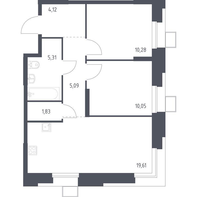 1-BD Apartment Sale, 56.52平方米 at Troparevo Park, Kiyevskoye shosse, 21-y kilometr, 3с4, Mosrentgen Settlement, Moscow, Russia #1 1-BD Apartment Sale, 56.52平方米 at Troparevo Park, Kiyevskoye shosse, 21-y kilometr, 3с4, Mosrentgen Settlement, Moscow, Russia #1