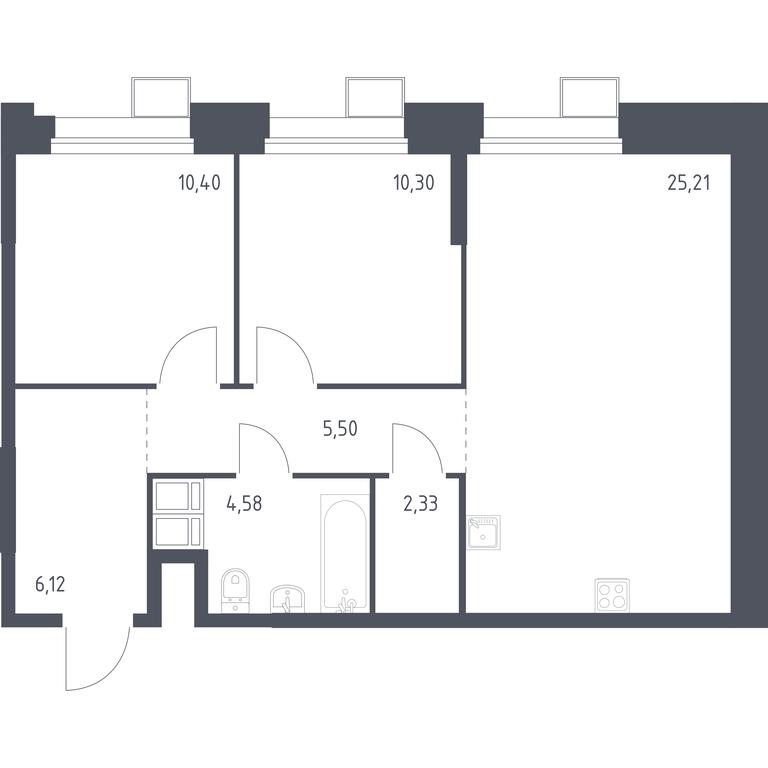 1-BD Apartment Sale, 64.24 sq. m. at Troparevo Park, Kiyevskoye shosse, 21-y kilometr, 3с4, Mosrentgen Settlement, Moscow, Russia #1