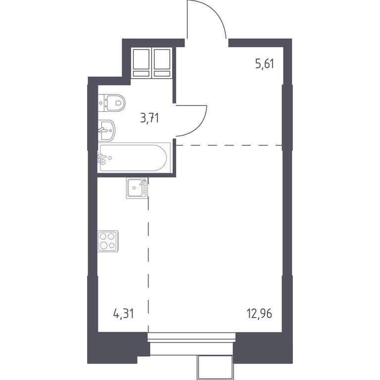 Apartment Sale, 26.6 sq. m. at Troparevo Park, Kiyevskoye shosse, 21-y kilometr, 3с4, Mosrentgen Settlement, Moscow, Russia #1