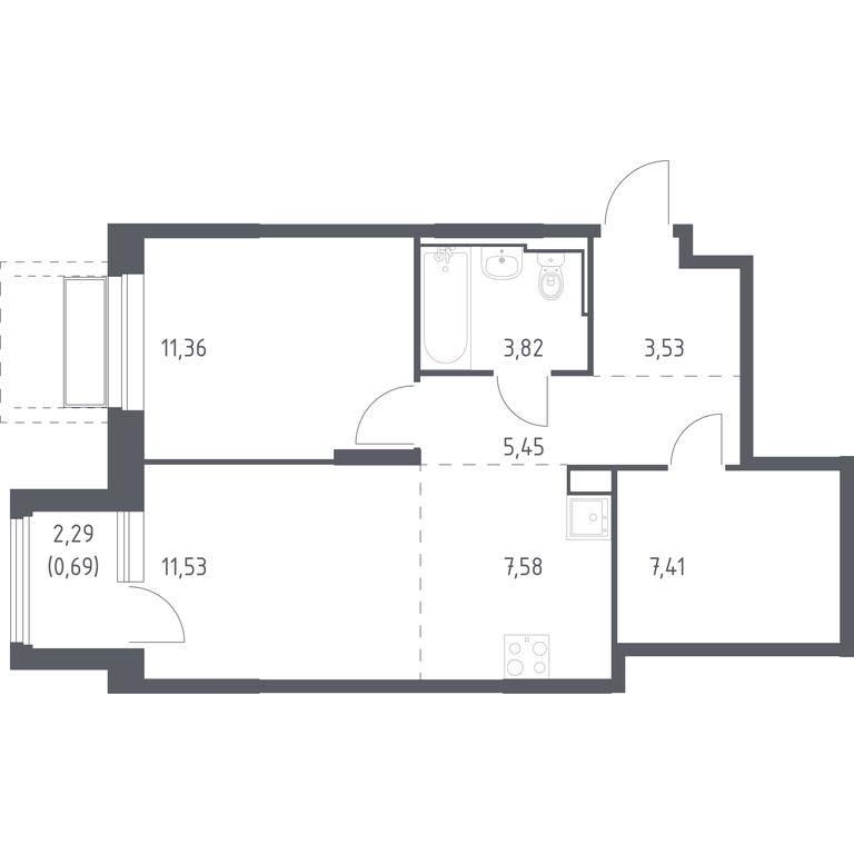 Apartment Sale, 51.37平方米 at Dolina Yauzy, Trudovaya Street, 23, Mytischi, Moscow Region, Russia #1 Apartment Sale, 51.37平方米 at Dolina Yauzy, Trudovaya Street, 23, Mytischi, Moscow Region, Russia #1