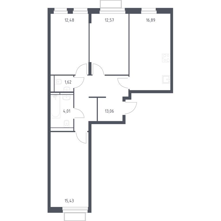 2-BD Apartment Sale, 76.17 sq. m. at Kvartal Strogino, zhiloy kompleks Kvartal Strogino, Krasnogorsk, Moscow Region, Russia #1