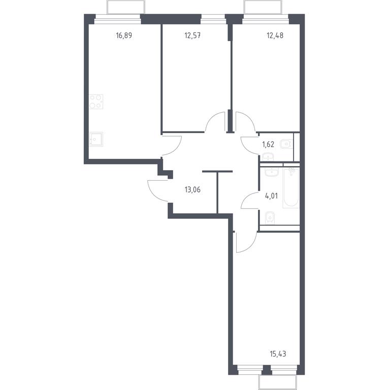 2-BD Apartment Sale, 76.15 sq. m. at Kvartal Strogino, zhiloy kompleks Kvartal Strogino, Krasnogorsk, Moscow Region, Russia #1
