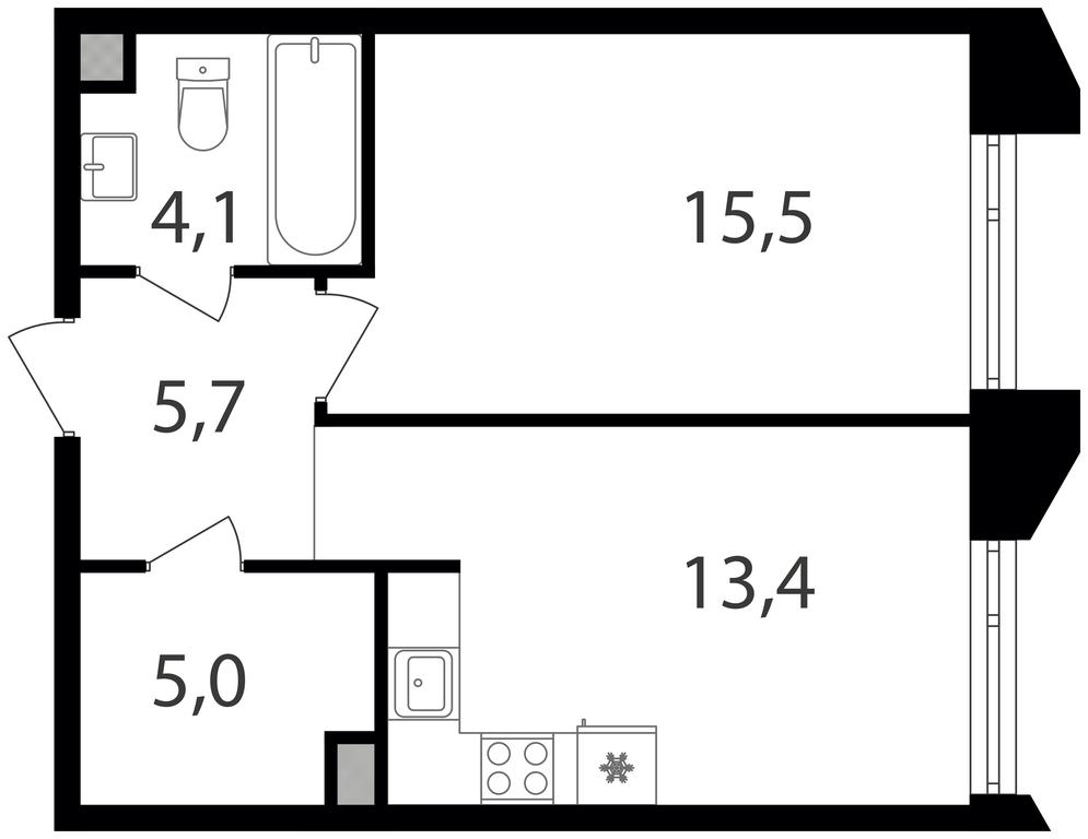 1-BD Apartment Sale, 43.7 sq. m. at Petrovskiy Park II, Stary Petrovsko-Razumovsky Drive, 1/23, Moscow, Russia #1