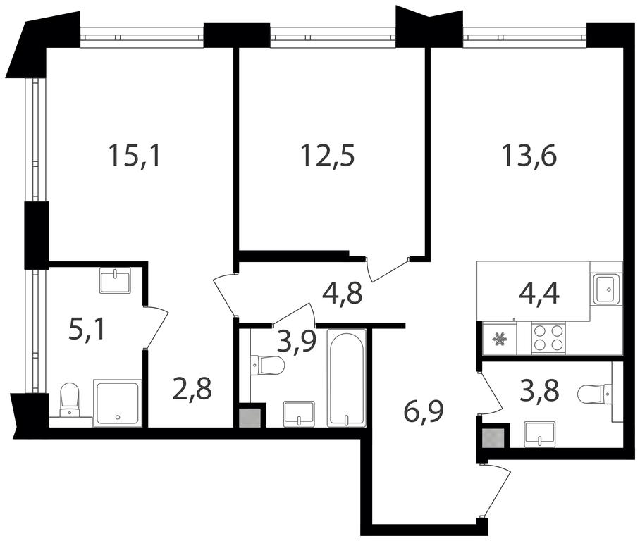 2-BD Apartment Sale, 72.9 sq. m. at Petrovskiy Park II, Stary Petrovsko-Razumovsky Drive, 1/23, Moscow, Russia #1