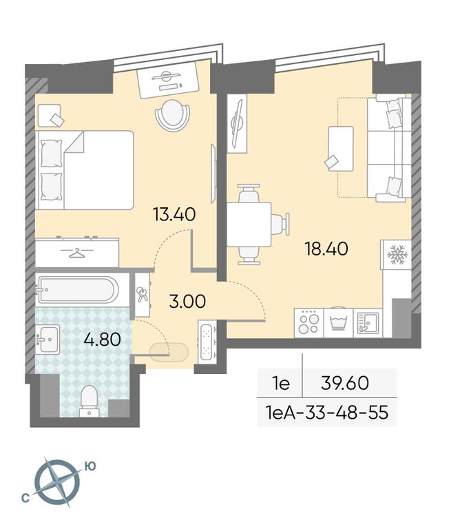 1-BD Apartment Sale, 39.6 sq. m. at Obrucheva 30, Obrucheva Street, 30А, Moscow, Russia #2