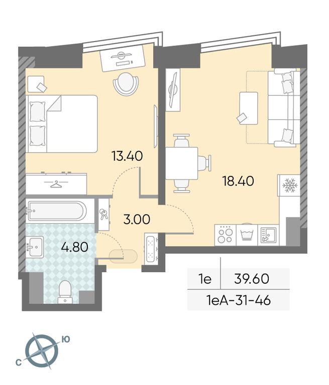 1-BD Apartment Sale, 39.6 sq. m. at Obrucheva 30, Obrucheva Street, 30А, Moscow, Russia #1 1-BD Apartment Sale, 39.6 sq. m. at Obrucheva 30, Obrucheva Street, 30А, Moscow, Russia #1