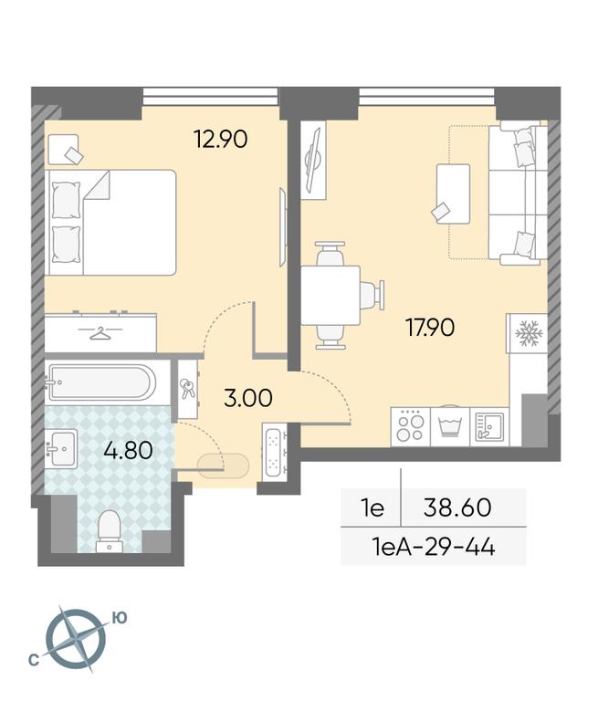 1-BD Apartment Sale, 38.6 sq. m. at Obrucheva 30, Obrucheva Street, 30А, Moscow, Russia #2