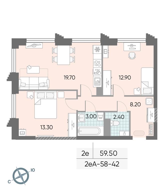 2-BD Apartment Sale, 59.5 sq. m. at Obrucheva 30, Obrucheva Street, 30А, Moscow, Russia #1 2-BD Apartment Sale, 59.5 sq. m. at Obrucheva 30, Obrucheva Street, 30А, Moscow, Russia #1