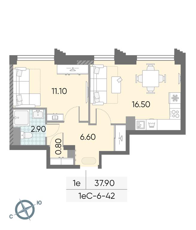 1-BD Apartment Sale, 37.9 sq. m. at Obrucheva 30, Obrucheva Street, 30А, Moscow, Russia #1
