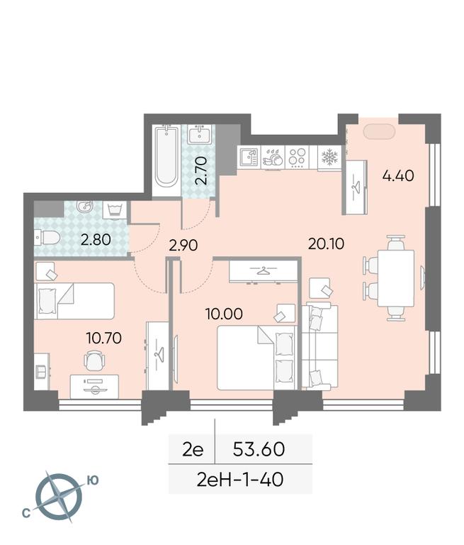 2-BD Apartment Sale, 53.6 sq. m. at Obrucheva 30, Obrucheva Street, 30А, Moscow, Russia #1 2-BD Apartment Sale, 53.6 sq. m. at Obrucheva 30, Obrucheva Street, 30А, Moscow, Russia #1