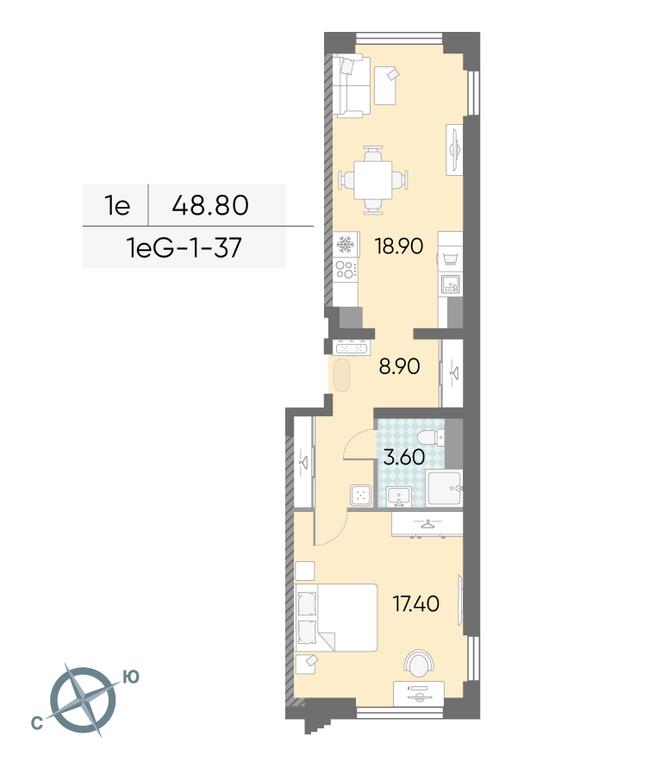 1-BD Apartment Sale, 48.8 sq. m. at Obrucheva 30, Obrucheva Street, 30А, Moscow, Russia #1