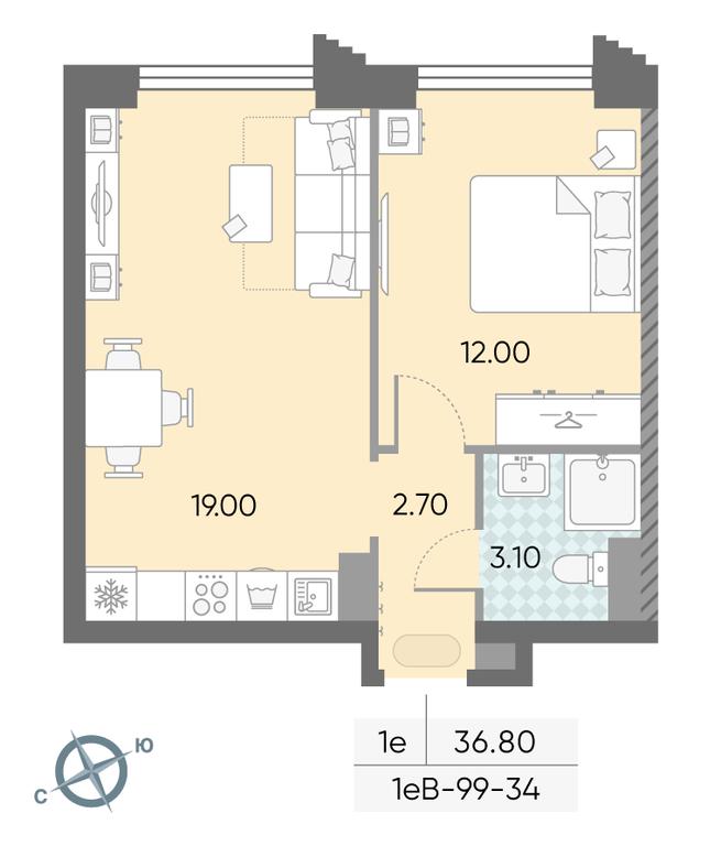 1-BD Apartment Sale, 36.8 sq. m. at Obrucheva 30, Obrucheva Street, 30А, Moscow, Russia #1 1-BD Apartment Sale, 36.8 sq. m. at Obrucheva 30, Obrucheva Street, 30А, Moscow, Russia #1
