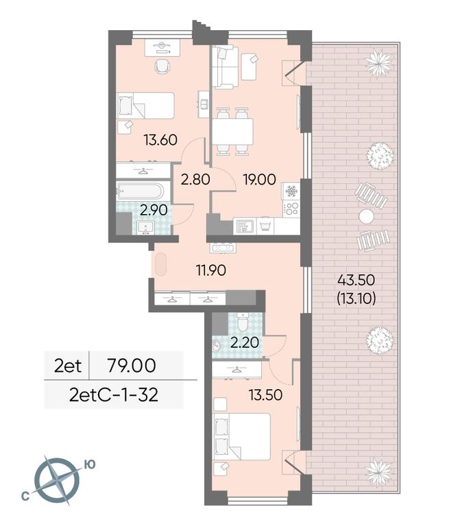 2-BD Apartment Sale, 79 sq. m. at Obrucheva 30, Obrucheva Street, 30А, Moscow, Russia #2