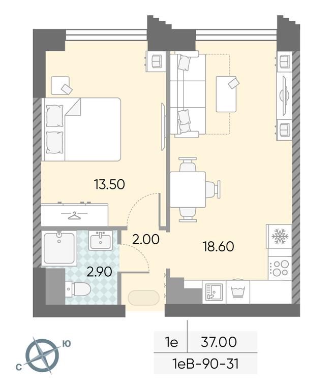 1-BD Apartment Sale, 37 sq. m. at Obrucheva 30, Obrucheva Street, 30А, Moscow, Russia #2