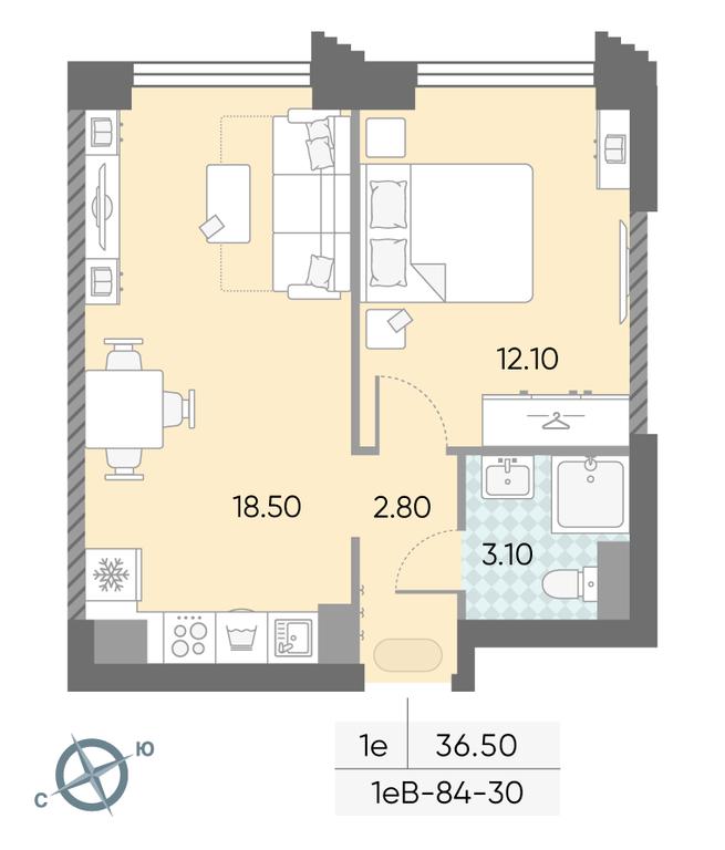 1-BD Apartment Sale, 36.5 sq. m. at Obrucheva 30, Obrucheva Street, 30А, Moscow, Russia #2