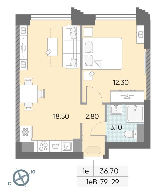 1-BD Apartment Sale, 36.7 sq. m. at Obrucheva 30, Obrucheva Street, 30А, Moscow, Russia #1 1-BD Apartment Sale, 36.7 sq. m. at Obrucheva 30, Obrucheva Street, 30А, Moscow, Russia #1