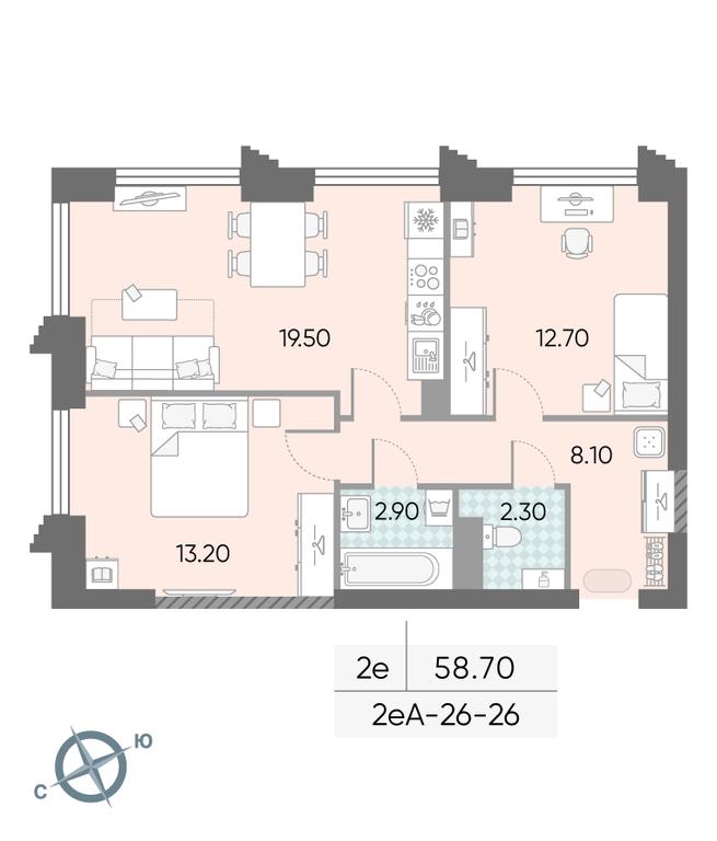 2-BD Apartment Sale, 58.7 sq. m. at Obrucheva 30, Obrucheva Street, 30А, Moscow, Russia #1 2-BD Apartment Sale, 58.7 sq. m. at Obrucheva 30, Obrucheva Street, 30А, Moscow, Russia #1