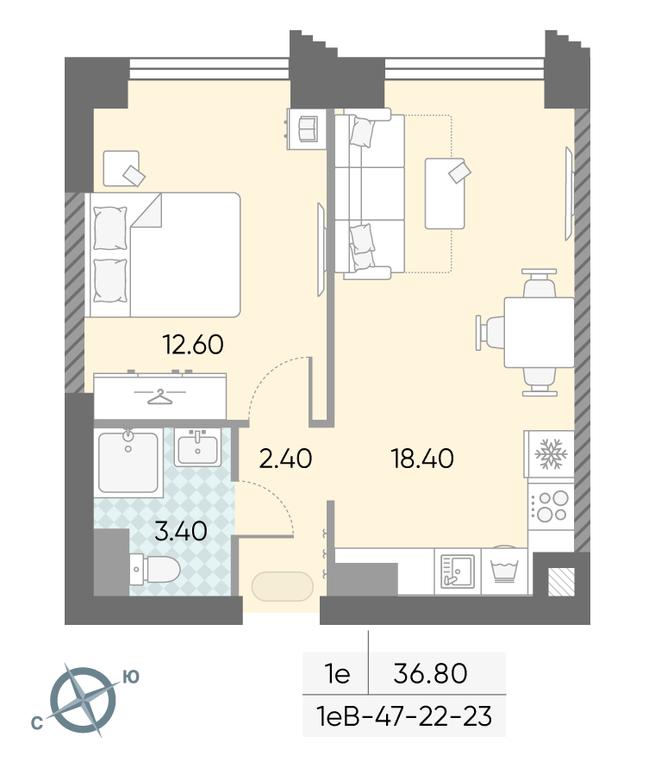 1-BD Apartment Sale, 36.8 sq. m. at Obrucheva 30, Obrucheva Street, 30А, Moscow, Russia #1