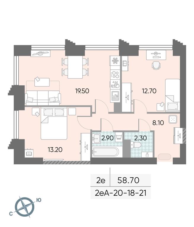 2-BD Apartment Sale, 58.7 sq. m. at Obrucheva 30, Obrucheva Street, 30А, Moscow, Russia #1 2-BD Apartment Sale, 58.7 sq. m. at Obrucheva 30, Obrucheva Street, 30А, Moscow, Russia #1