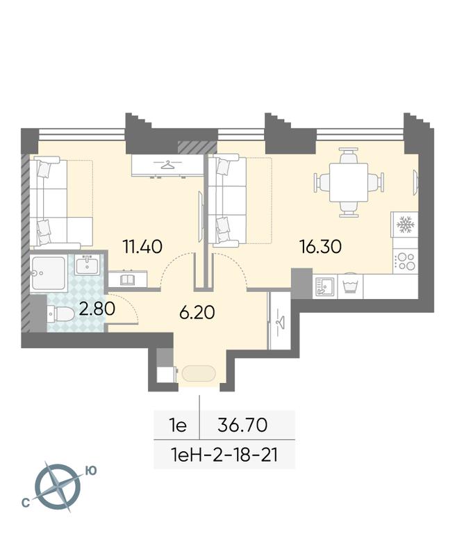Продажа 1-комн. квартиры, 36,7 м² в ЖК «Обручева 30», улица Обручева, 30А, Москва, Россия #1