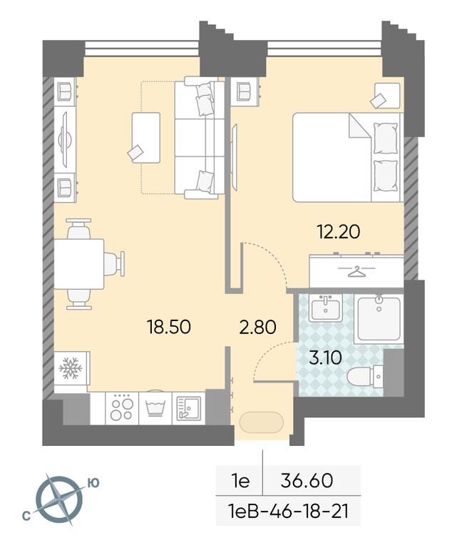 1-BD Apartment Sale, 36.6 sq. m. at Obrucheva 30, Obrucheva Street, 30А, Moscow, Russia #1 1-BD Apartment Sale, 36.6 sq. m. at Obrucheva 30, Obrucheva Street, 30А, Moscow, Russia #1