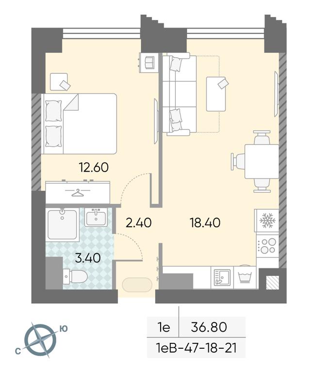 1-BD Apartment Sale, 36.8 sq. m. at Obrucheva 30, Obrucheva Street, 30А, Moscow, Russia #2 1-BD Apartment Sale, 36.8 sq. m. at Obrucheva 30, Obrucheva Street, 30А, Moscow, Russia #2
