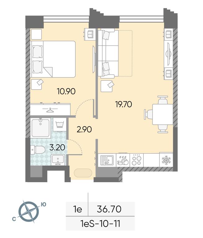 1-BD Apartment Sale, 36.7 sq. m. at Obrucheva 30, Obrucheva Street, 30А, Moscow, Russia #1