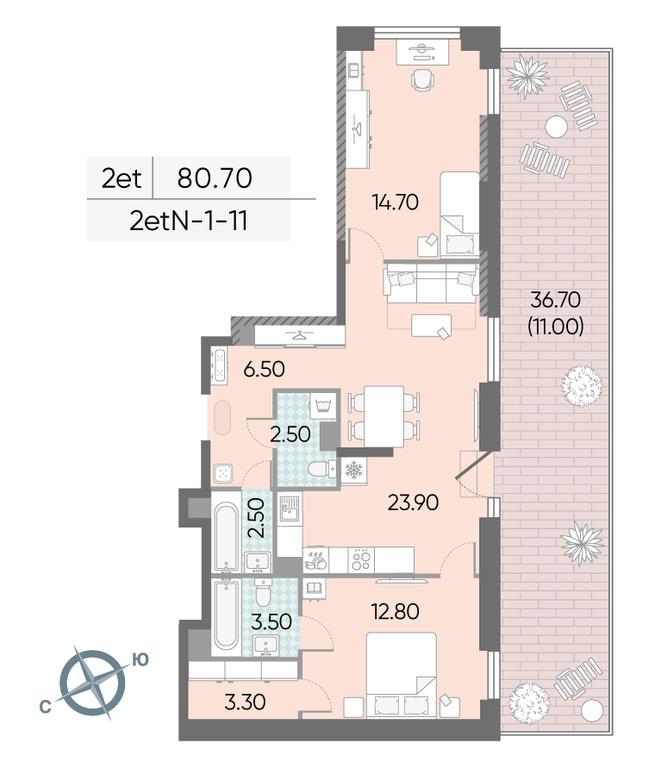 2-BD Apartment Sale, 80.7平方米 at Obrucheva 30, Obrucheva Street, 30А, Moscow, Russia #2 2-BD Apartment Sale, 80.7平方米 at Obrucheva 30, Obrucheva Street, 30А, Moscow, Russia #2