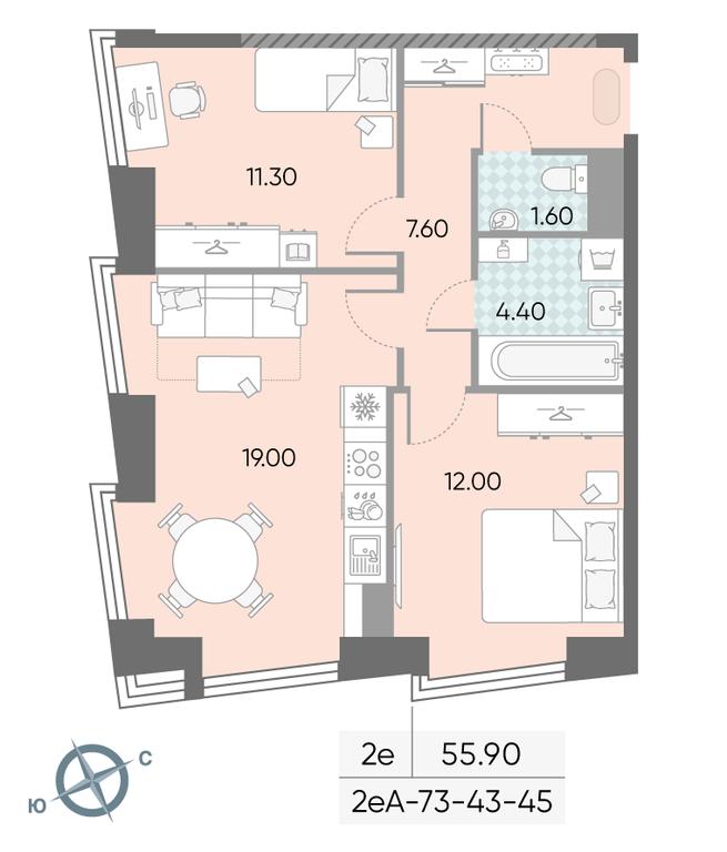 2-BD Apartment Sale, 55.9 sq. m. at Obrucheva 30, Obrucheva Street, 30А, Moscow, Russia #1
