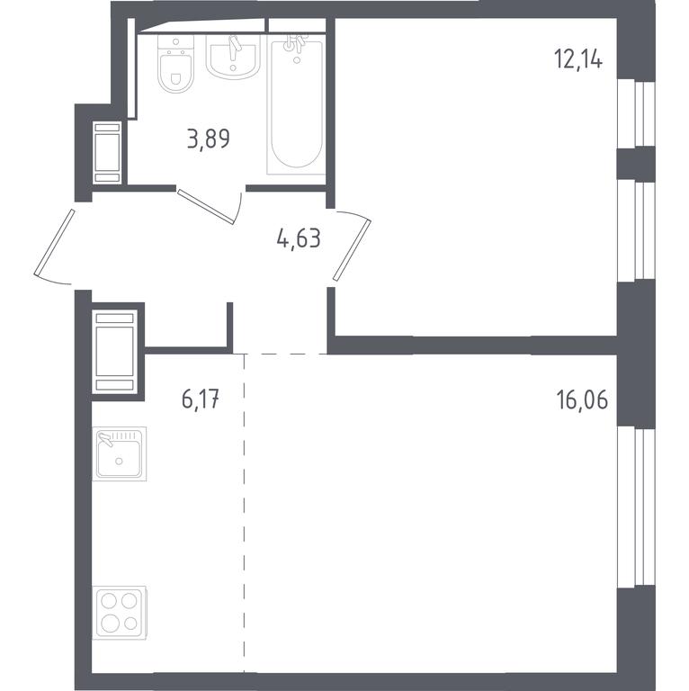 1-BD Apartment Sale, 42.89 sq. m. at Piatnitskie Luga, Pyatnitskoye Highway, 2, derevnya Yurlovo, Solnechnogorsk City District, Moscow Region, Russia #1