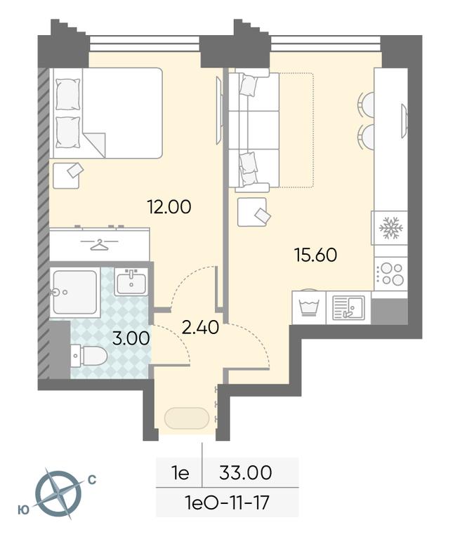1-BD Apartment Sale, 33 sq. m. at Obrucheva 30, Obrucheva Street, 30А, Moscow, Russia #2