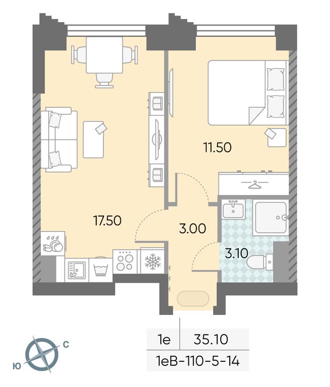 1-BD Apartment Sale, 35.1 sq. m. at Obrucheva 30, Obrucheva Street, 30А, Moscow, Russia #2 1-BD Apartment Sale, 35.1 sq. m. at Obrucheva 30, Obrucheva Street, 30А, Moscow, Russia #2