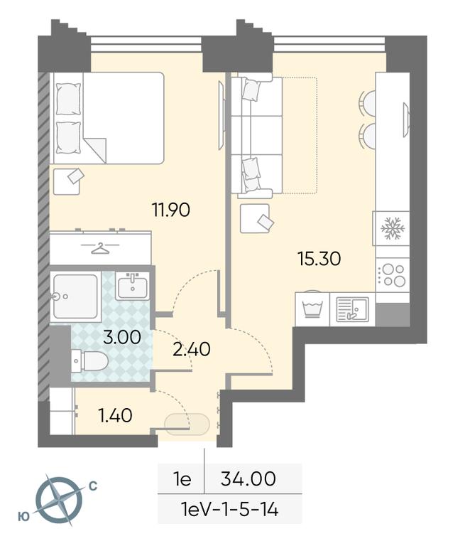 1-BD Apartment Sale, 34 sq. m. at Obrucheva 30, Obrucheva Street, 30А, Moscow, Russia #2 1-BD Apartment Sale, 34 sq. m. at Obrucheva 30, Obrucheva Street, 30А, Moscow, Russia #2