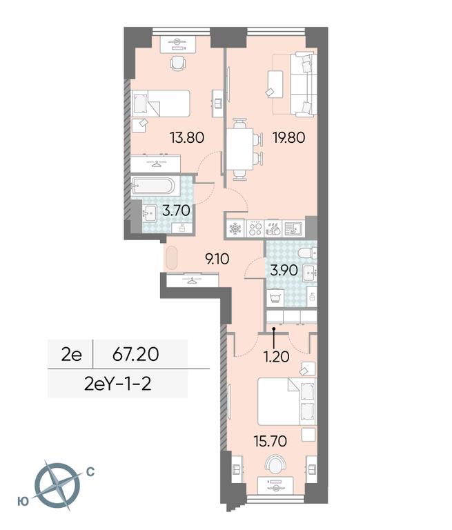 2-BD Apartment Sale, 67.2平方米 at Obrucheva 30, Obrucheva Street, 30А, Moscow, Russia #1 2-BD Apartment Sale, 67.2平方米 at Obrucheva 30, Obrucheva Street, 30А, Moscow, Russia #1