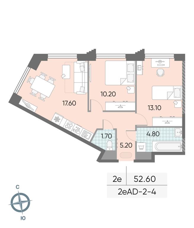 2-BD Apartment Sale, 52.6 sq. m. at Obrucheva 30, Obrucheva Street, 30А, Moscow, Russia #2