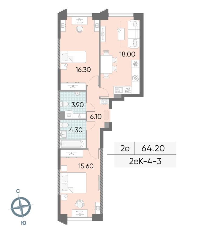 2-BD Apartment Sale, 64.2 sq. m. at Obrucheva 30, Obrucheva Street, 30А, Moscow, Russia #1 2-BD Apartment Sale, 64.2 sq. m. at Obrucheva 30, Obrucheva Street, 30А, Moscow, Russia #1