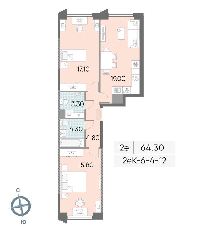 2-BD Apartment Sale, 64.3平方米 at Obrucheva 30, Obrucheva Street, 30А, Moscow, Russia #1 2-BD Apartment Sale, 64.3平方米 at Obrucheva 30, Obrucheva Street, 30А, Moscow, Russia #1