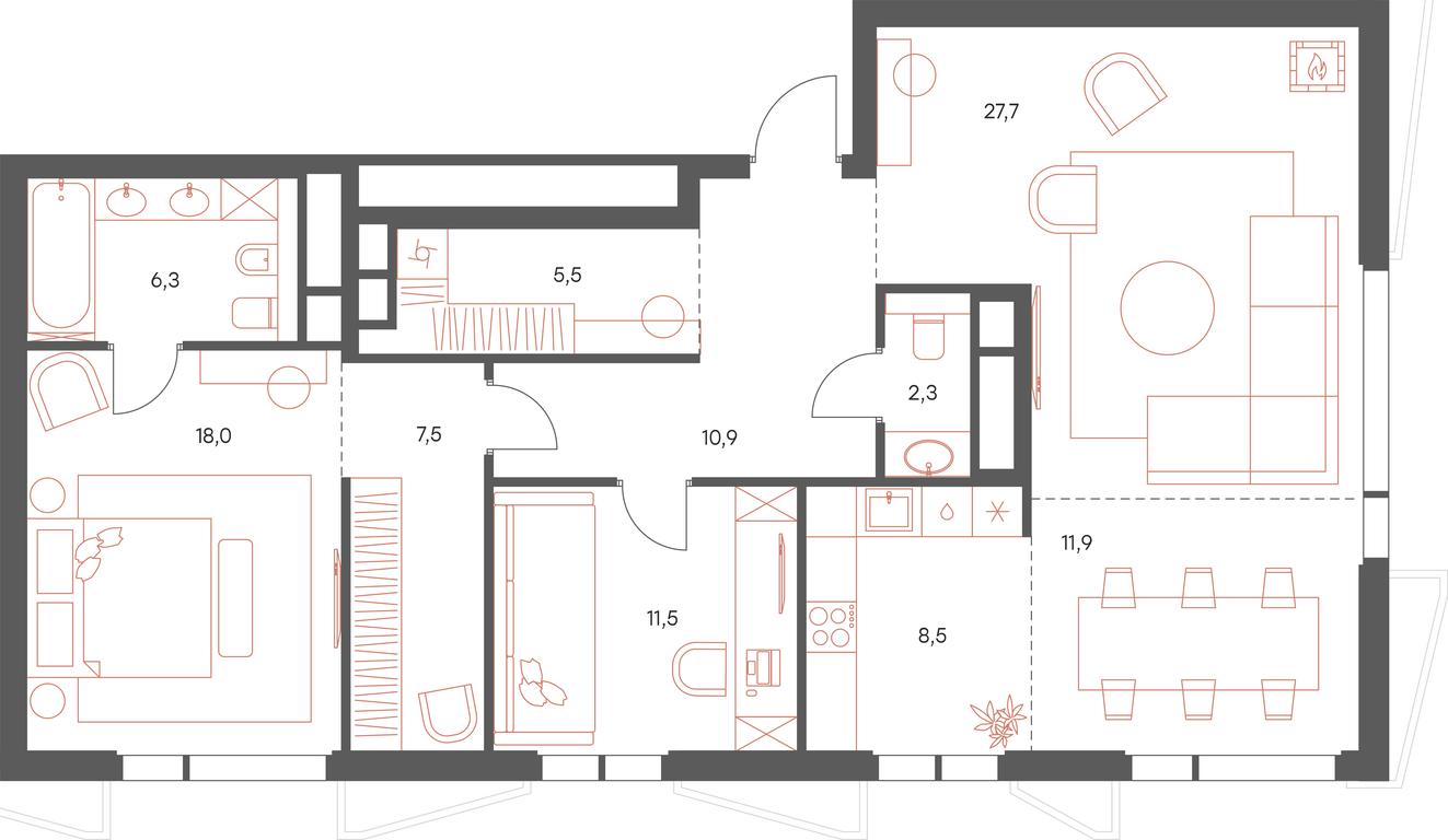 3-BD Apartment Sale, 110.1平方米 at Savvinskaya 17, Savvinskaya Embankment, 17, Moscow, Russia #1