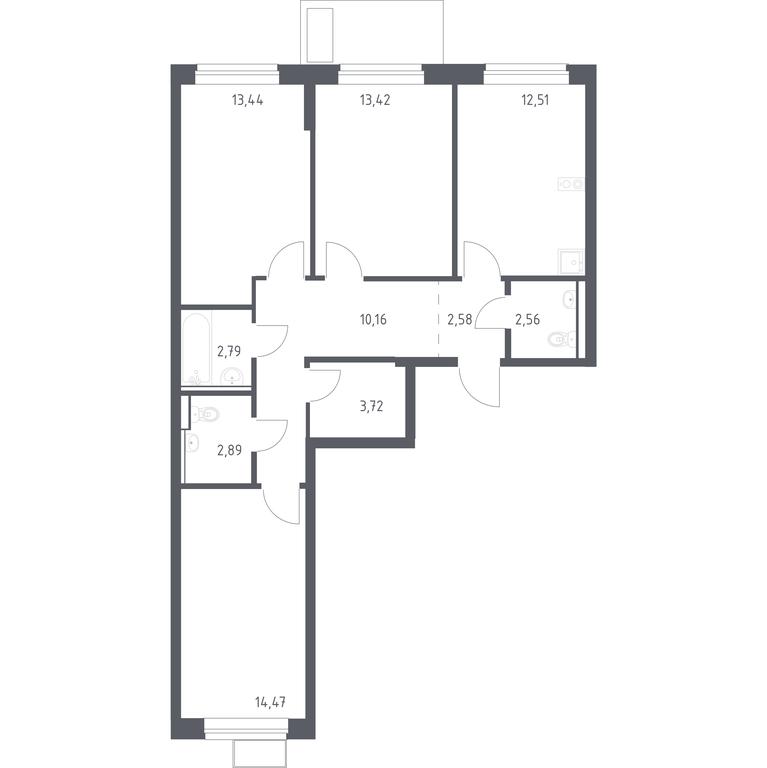 2-BD Apartment Sale, 78.54 sq. m. at Egorovo Park, 1-y kvartal, posyolok Zhilino-1, Lubertsy City District, Moscow Region, Russia #1