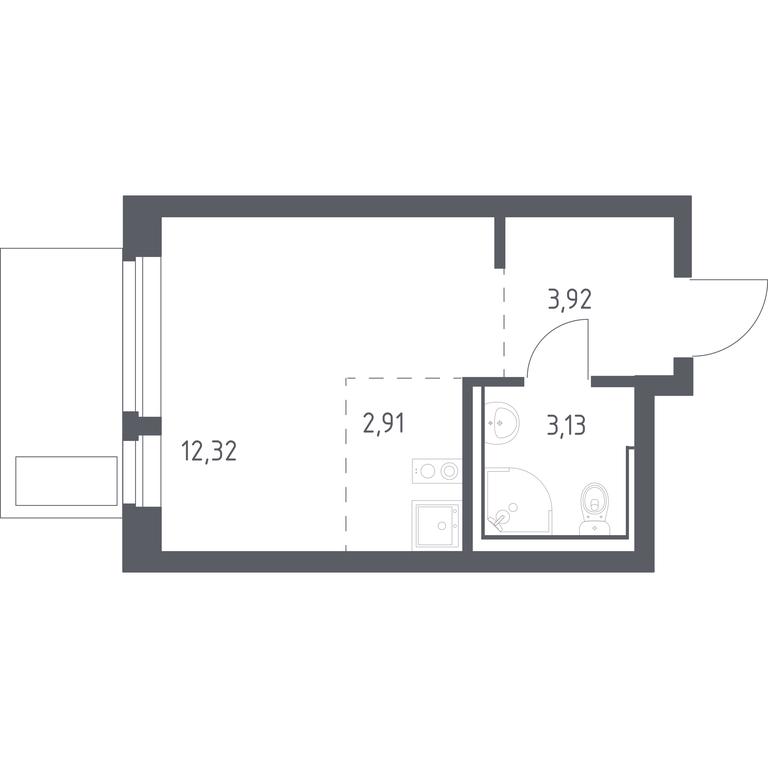 Apartment Sale, 22.28 sq. m. at Egorovo Park, 1-y kvartal, posyolok Zhilino-1, Lubertsy City District, Moscow Region, Russia #1